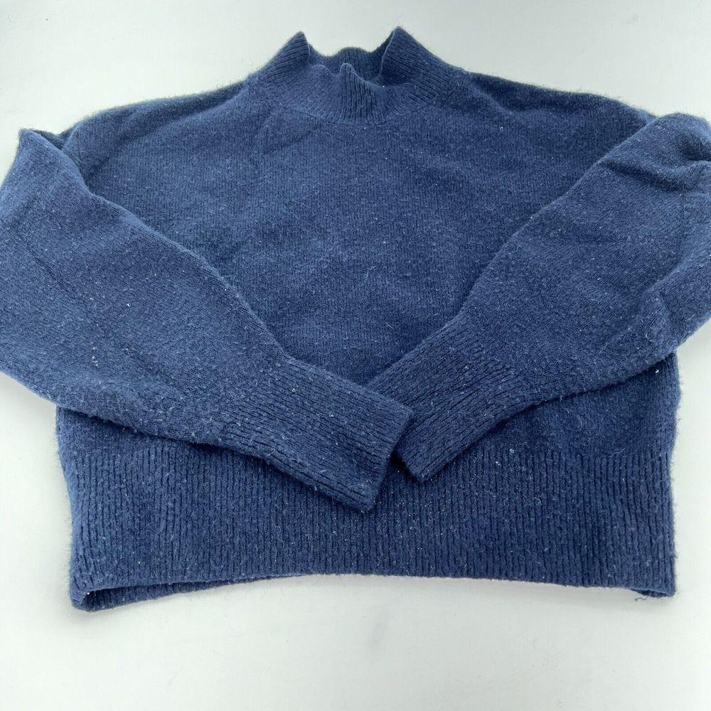 And Other Stories Atelier Mock Neck Blue Long Sleeve Wool Blend Sweater Size XS